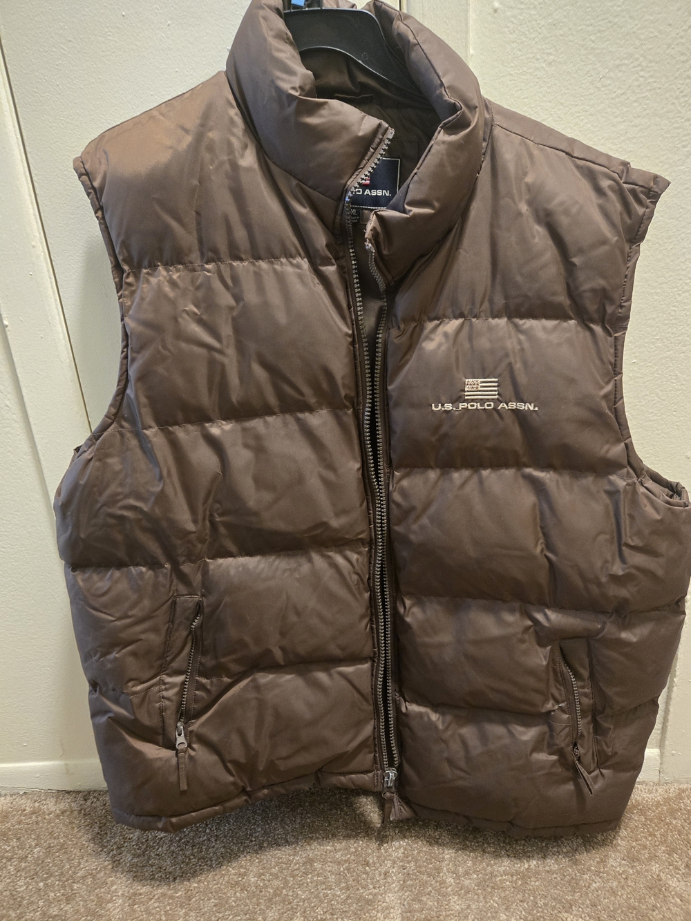 U.S. Polo Assn. Men's Dark Brown Quilted Puffer Vest
